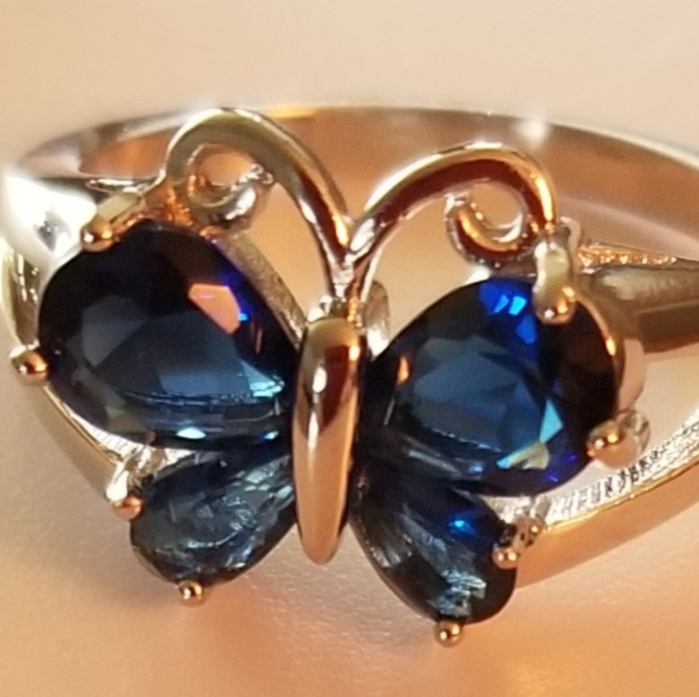 .925 stamped Silver Plated butterfly ring size 7